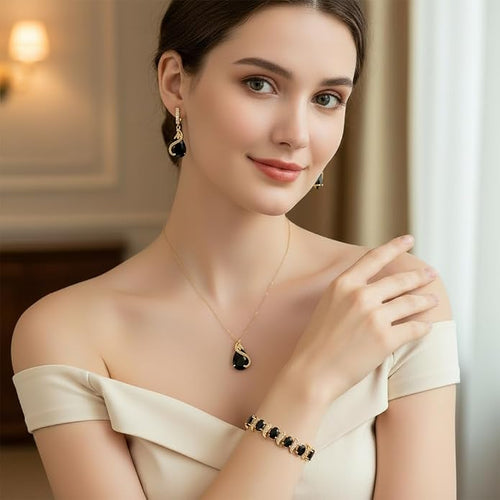 Ever Faith Women's Cubic Zirconia Teardrop Jewellery Set 4 PCS