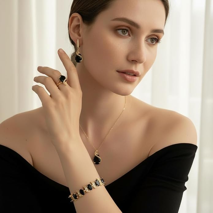 Ever Faith Women's Cubic Zirconia Teardrop Jewellery Set 4 PCS