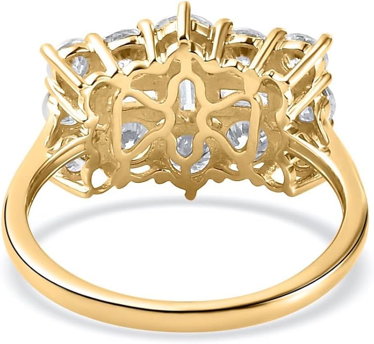 TJC Moissanite Boat Ring for Women in 9ct Gold & White Gold Prong Setting Jewellery Gift for Wife Girlfriend Mother Metal Wt. 2.5 Grams
