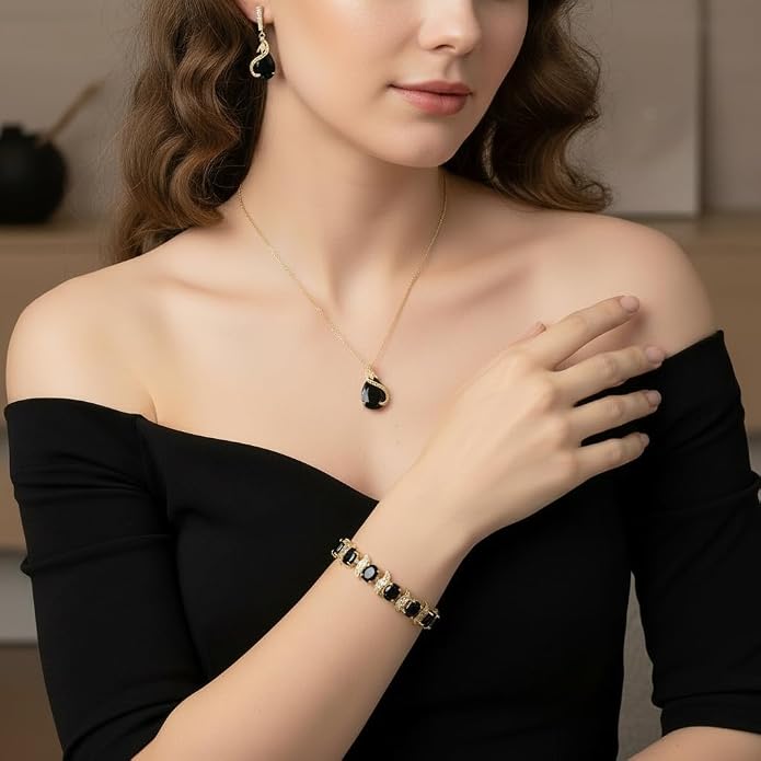 Ever Faith Women's Cubic Zirconia Teardrop Jewellery Set 4 PCS