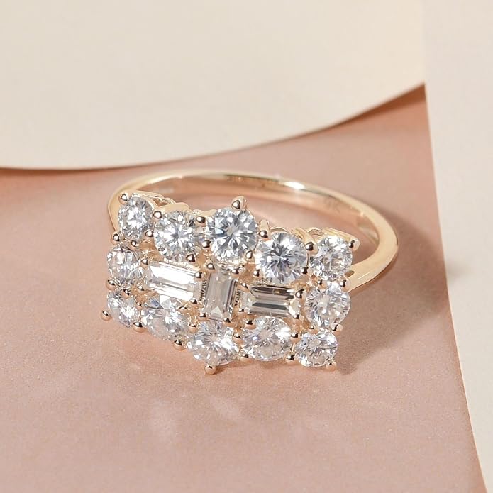TJC Moissanite Boat Ring for Women in 9ct Gold & White Gold Prong Setting Jewellery Gift for Wife Girlfriend Mother Metal Wt. 2.5 Grams