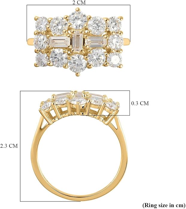 TJC Moissanite Boat Ring for Women in 9ct Gold & White Gold Prong Setting Jewellery Gift for Wife Girlfriend Mother Metal Wt. 2.5 Grams