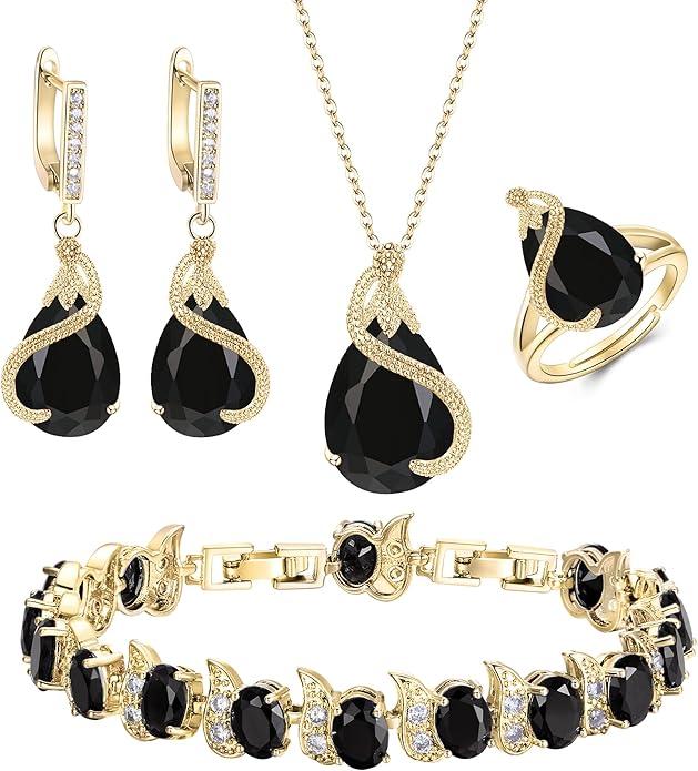 Ever Faith Women's Cubic Zirconia Teardrop Jewellery Set 4 PCS